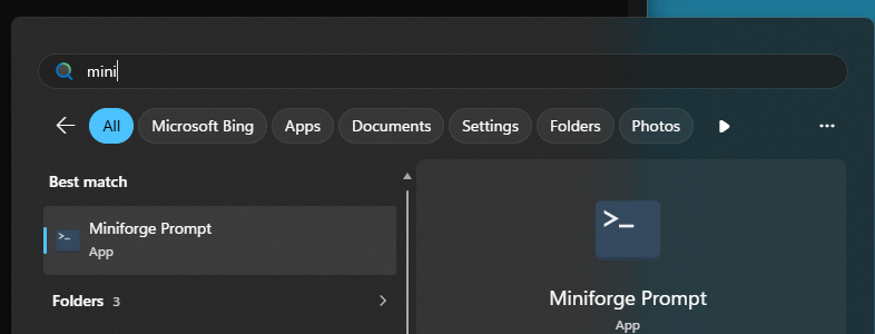 Miniforge prompt i startmenuen